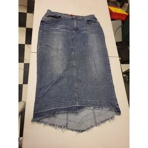 London Blue Womens 3XL Denim Jean Skirt Maxi Frayed Hem Blue Wash Casual